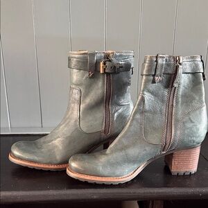 Trask Olive Leather Ankle Boots
